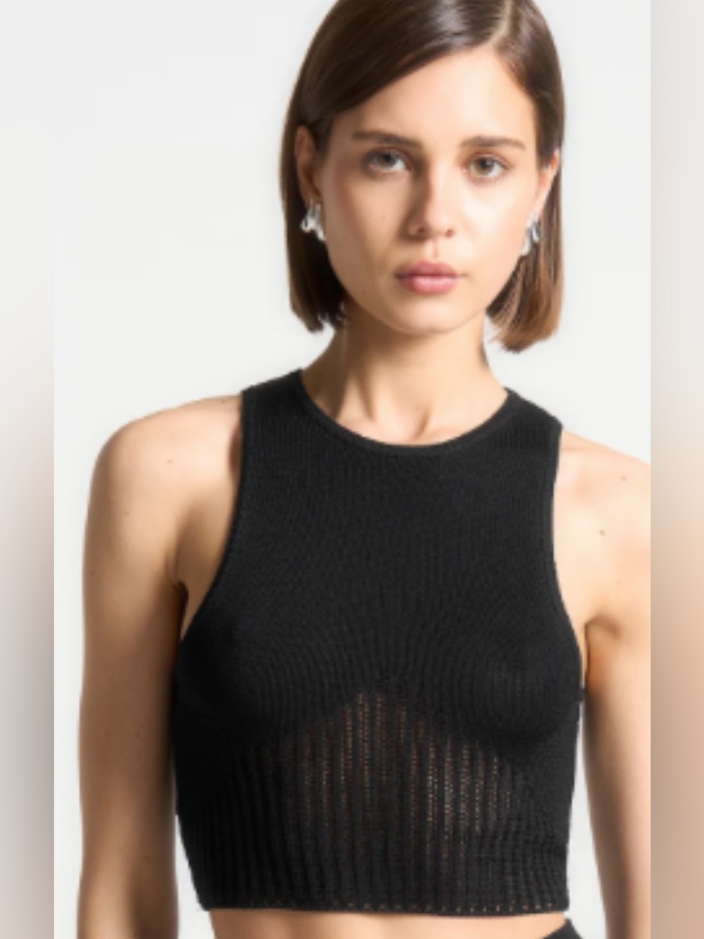 Maniere de voir women’s black ribbed cropped tank size s